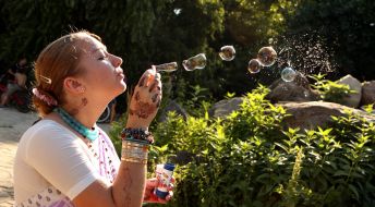 Krishnaitka blow bubbles