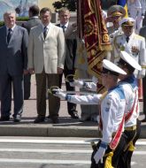 Viktor Yanukovich, Mikhail Yezhel, Viktor Maksimov and Aleksandr Kuzmuk