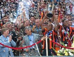 SC ”Shakhtar” players celebrate victory