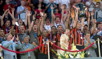 SC ”Shakhtar” players celebrate victory
