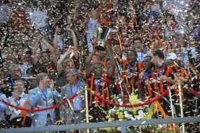 SC ”Shakhtar” players celebrate victory