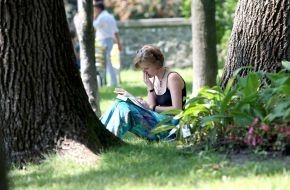 Girl reads a book