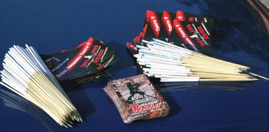 Small flags with advertising