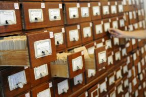 Boxes with archival files of the
