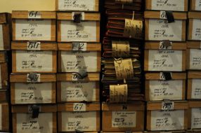 The boxes of archival documents