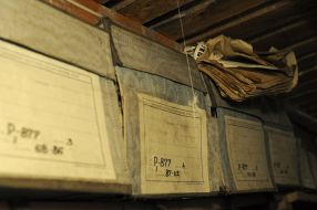 The boxes of archival documents