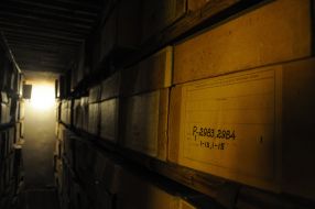 The boxes of archival documents