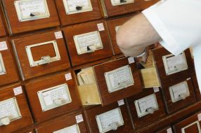 Boxes with archival files of the