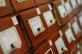 Boxes with archival files of the