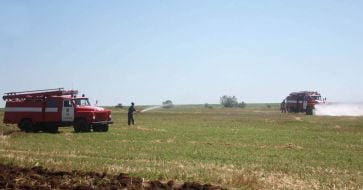 Fire engine on the field