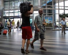 Passengers of the Kiev railway terminal