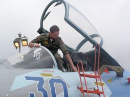 The pilot from Germany in the cockpit of Su-27UB