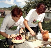 Participants of bilberry festival ”Verkhovinskaya yafina”
