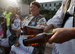 Participants of folk-lore band  ”Mikhail miracle”