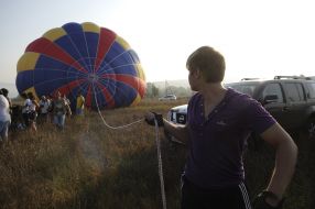 Participant of balloons festival ”Mongolferiya”