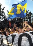FC Metalist during a protest