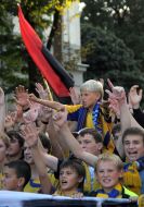 FC Metalist during a protest