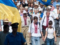 Participants of festive procession