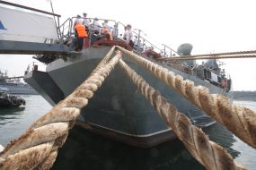 The crew of the Black Sea Fleet’s flagship missile cruiser ”Moskva”