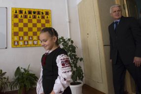 Vladimir Litvin at the opening of the chess club