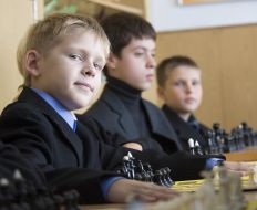 Students at the opening of the chess club