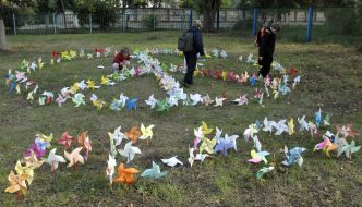 Self-made paper propellers with inscriptions