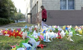 Self-made paper propellers with inscriptions