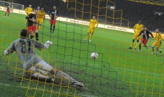 Ball in the goal of SC ”Metallist”