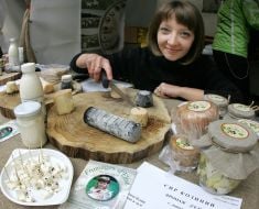 Salesman cuts cheese