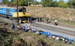 The corpses of bus passengers
