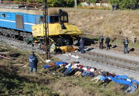 The corpses of bus passengers