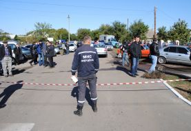Rescuers at the accident site