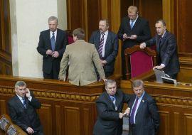 Deputies from the Yulia Tymoshenko Bloc blocked the Verkhovna Rada