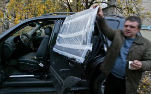 Car with the broken glass