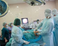 Surgeons carry out hip arthroscopy