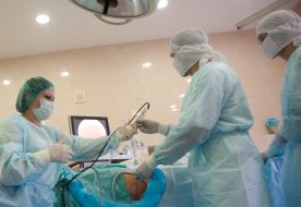 Surgeons carry out hip arthroscopy