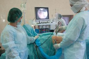 Surgeons carry out hip arthroscopy