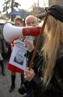 The participants of picketing of Embassy of Russia in Ukraine
