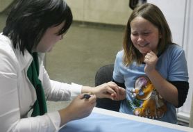 A girl afraid to donate blood