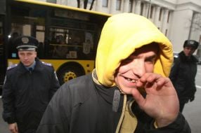 Participant of the picketing of Ukrainian Parliament