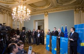 Viktor Yanukovich, Herman Van Rompuy and Jose Manuel Barrosu