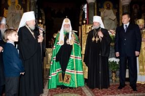 Patriarch Kirill, Metropolitan Vladimir and Viktor Yanukovich