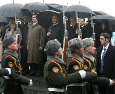 Zina Kalay-Klaytman, Konstantin Grishchenko, Avigdor Liberman and Shimon Peres