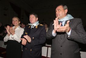 Aleksandr Momot, Mikhail Kostyuk and Elena Poddubnaya