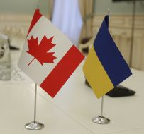 Flags of Canada and Ukraine