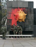 Desecrated monument of military glory