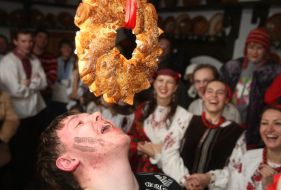 A fellow bites gray-breasted parrakeet