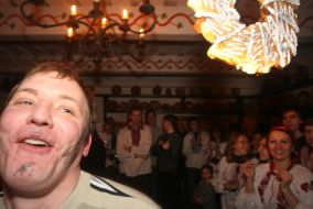 A fellow bites gray-breasted parrakeet