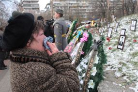 Participant of the ceremony of memory honouring of disaster fighters at Chernobyl nuclear power plant