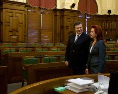 Viktor Yanukovich and Solvita Aboltina